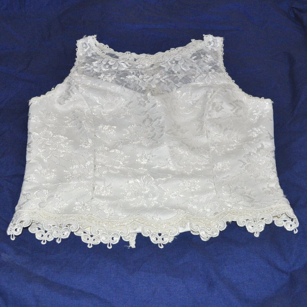 Vintage Scott McClintock White Button Floral Lace Blouse / Top Size 14 Y2K